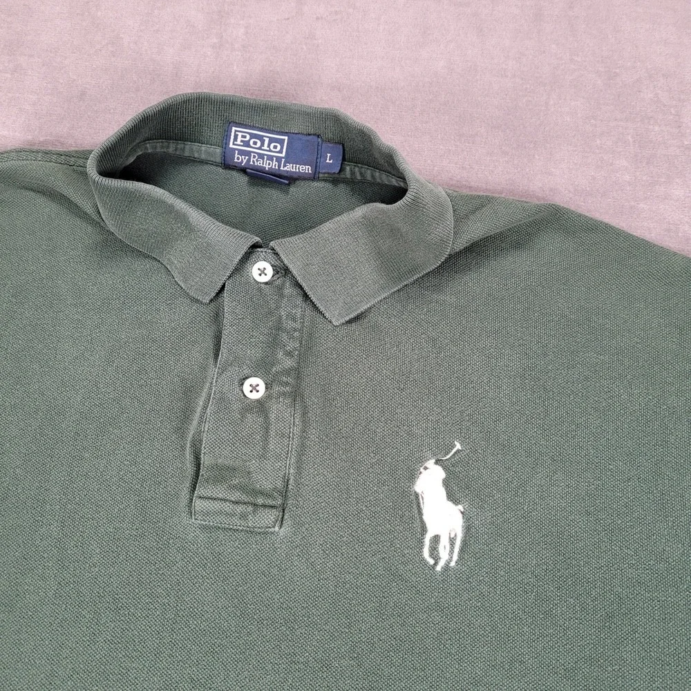 Ralph Lauren‎ Polo Big Pony Rugby Shirt Green Logo Short Sleeve L